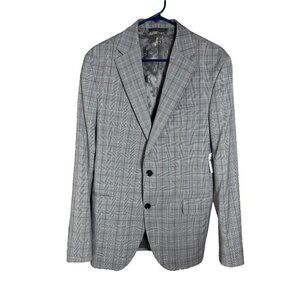 Ted Baker Mens Color Light Gray Plaid 100% Wool Suit Size 42 Regular Fit NWT
